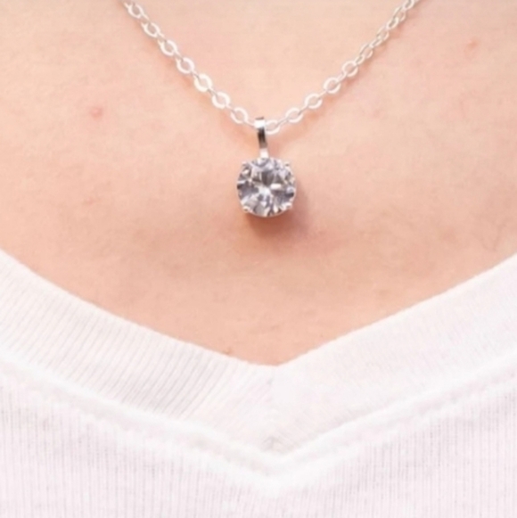 NEW 925 Sterling Silver Lab Diamond Pendant Earring Set Chic Fashion Necklace - Picture 3 of 9